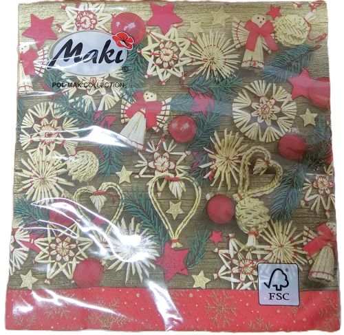 Ubrousky vnon 3vrstv 33 x 33 cm 20 ks - Maki Christmas Wooden Decorations