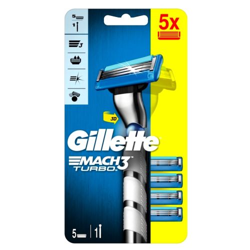 Gillette Mach3 Turbo 3D strojek+5 hlavic