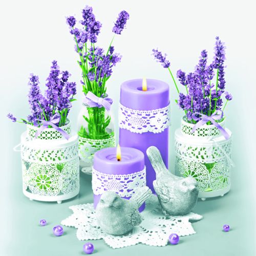 Ubrousky paprov 3vrstv 33 x 33 cm 20 ks - Lace Flower Pots with Lavender