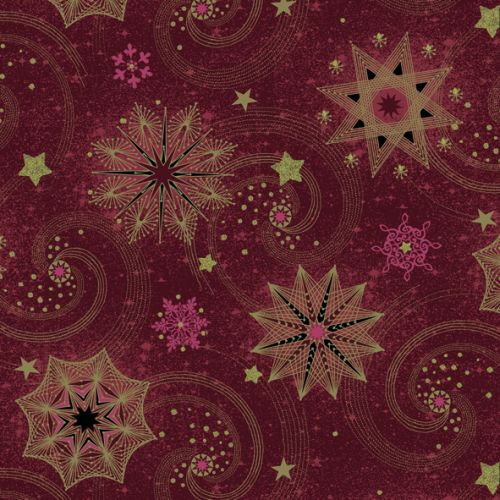 Ubrousky vnon 3vrstv 33 x 33 cm 20 ks - Gold &amp; Red Stars and Twirls on Claret