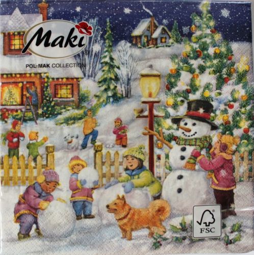 Ubrousky vnon 3vrstv 33 x 33 cm 20 ks - Maki Snowy Winter in Village